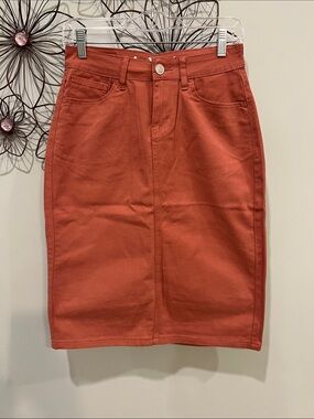 High-Rise Rust Orange Pencil Skirt